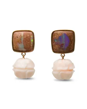 18k Rose Gold Skipping Stones Coral Earrings