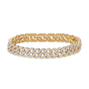 18K Yellow Gold Diamond Link Bracelet, 8 inch