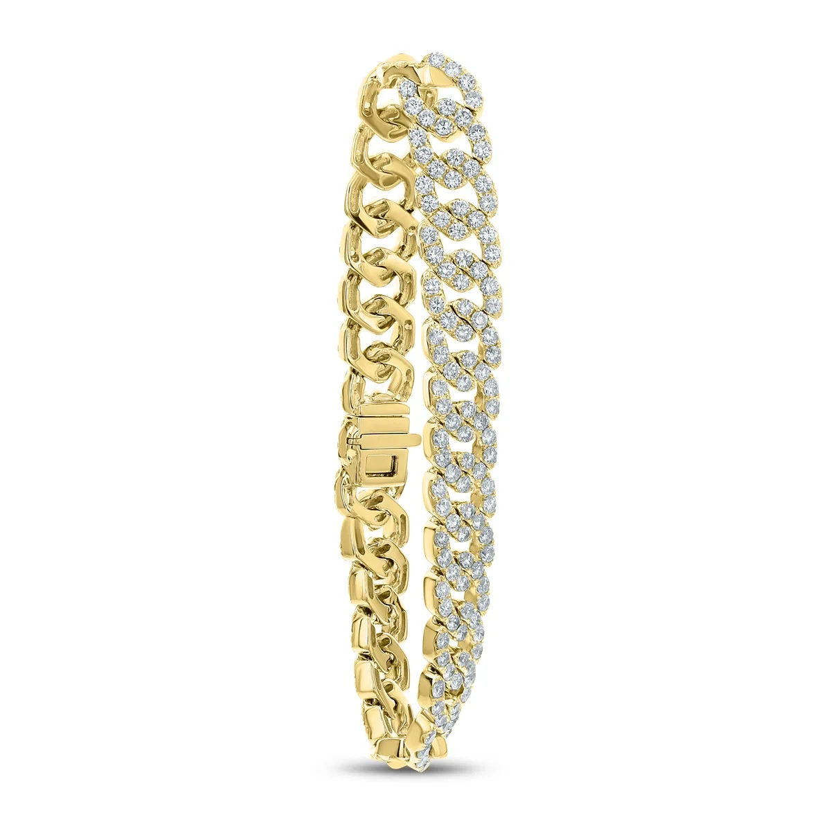 18K Yellow Gold Diamond Link Bracelet, 8 inch