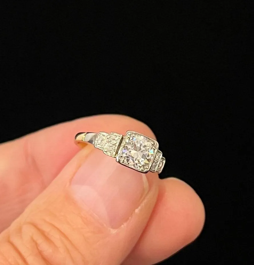 1930s Art Deco Platinum Diamond Ring