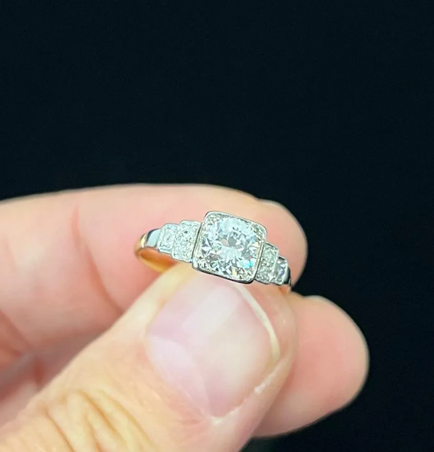 1930s Art Deco Platinum Diamond Ring