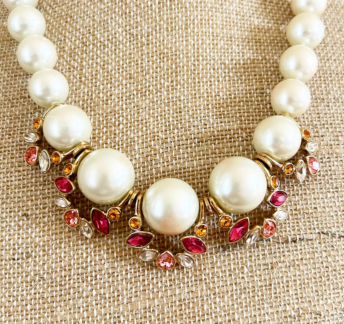 1990s era signed Givenchy faux pearl chunky necklace