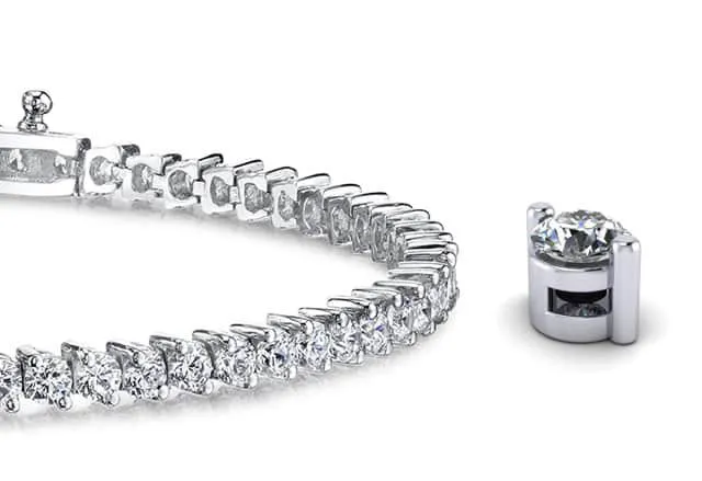 2 Prong Set Round Diamond  Tennis Bracelet with 11.07 ct.(finished) 4.1mm