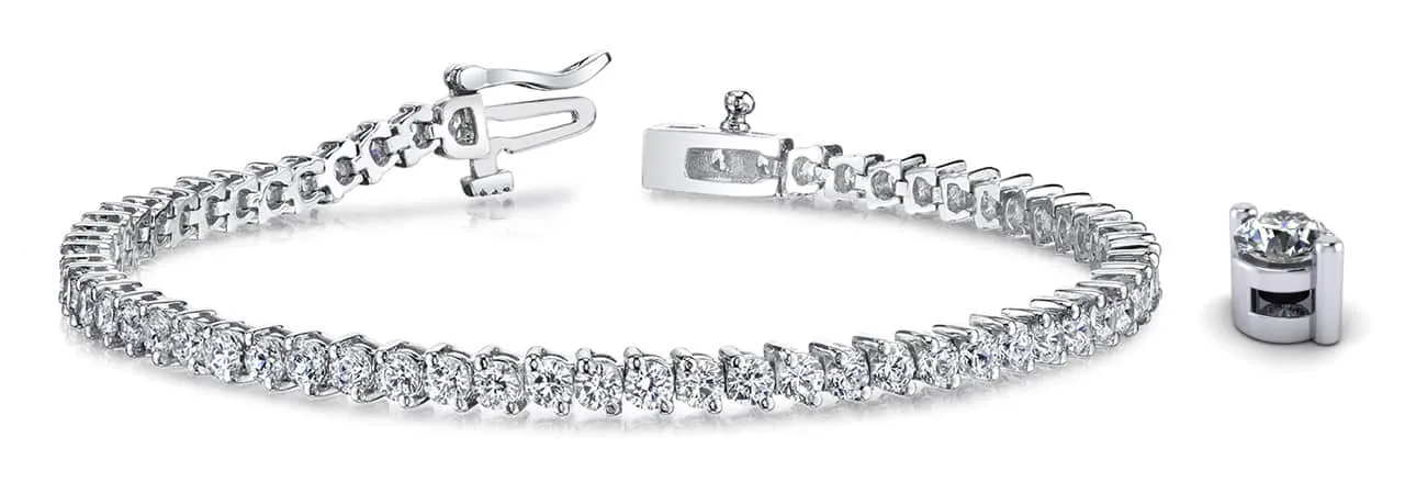 2 Prong Set Round Lab-Grown Diamond Tennis Bracelet with 7.02 ct.(finished) 3.3mm