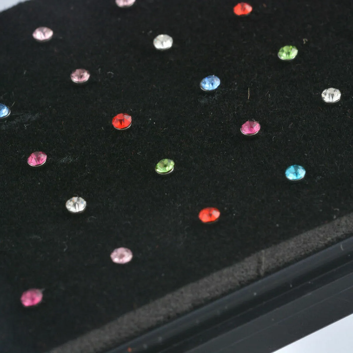 24 Multicolor Crystal Rhinestone Nose Studs Body Rings Bars Stainless Steel