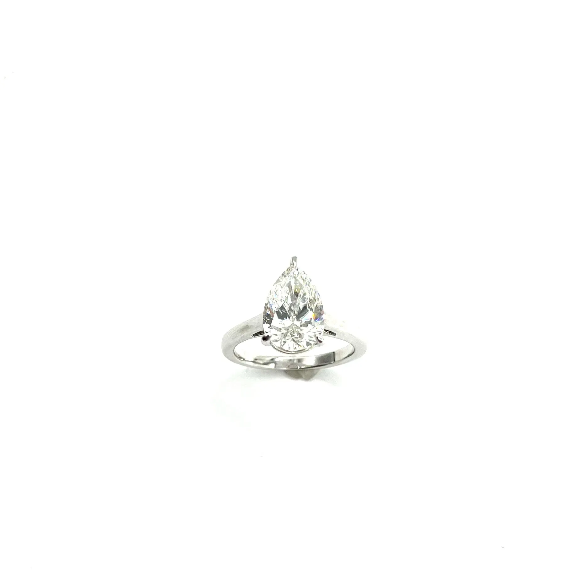 2.64CT Lab Grown Pear Shaped Diamond Solitaire Engagement Ring