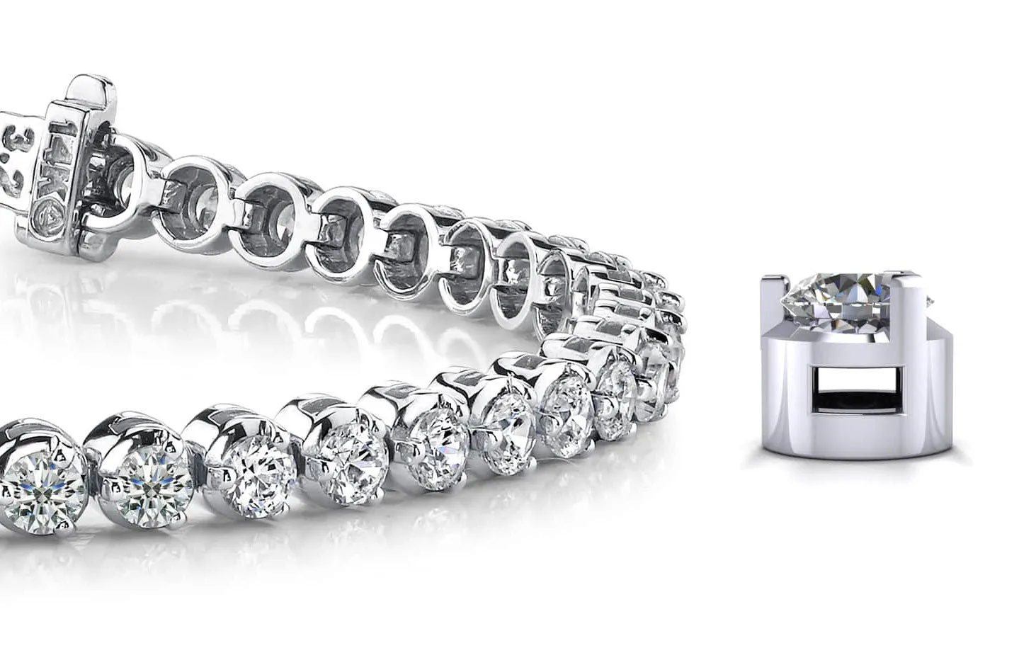 3 Prong Dreams Lab-Grown Diamond Tennis Bracelet with 6.40 ct.(finished) 3.5mm