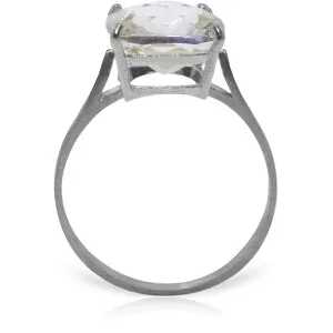 3.6 Carat 14K Solid White Gold Ring Natural Checkerboard Cut White Topaz