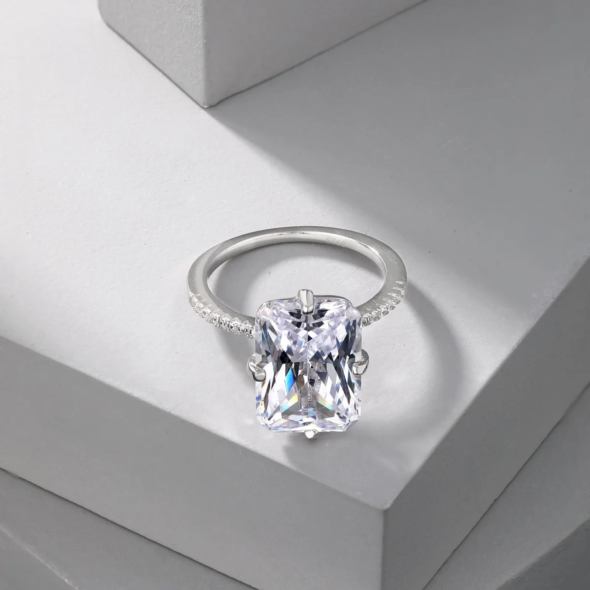 7 Carat Compass Prong Radiant Cut Solitaire Engagement Ring