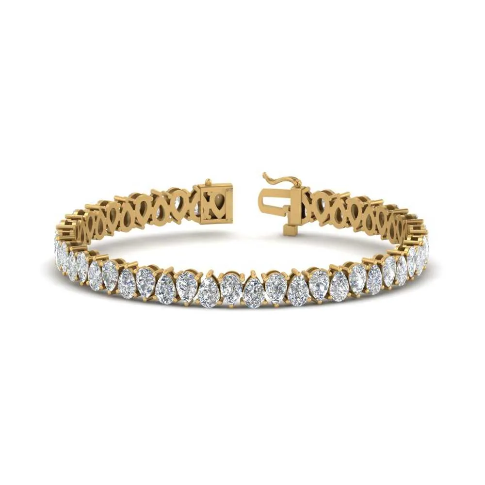 7.50 To 20 Carat Pear Cut Lab Diamond Tennis Bracelet 14K Gold