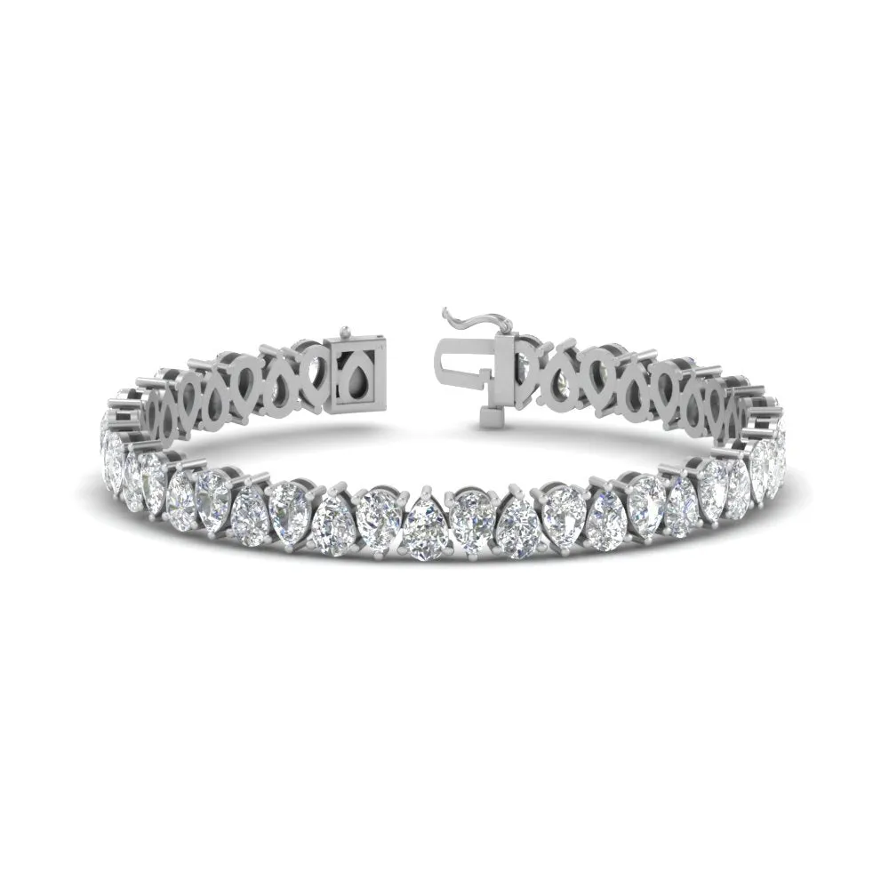 7.50 To 20 Carat Pear Cut Lab Diamond Tennis Bracelet 14K Gold