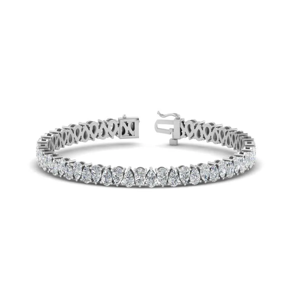 7.50 To 20 Carat Pear Cut Lab Diamond Tennis Bracelet 14K Gold