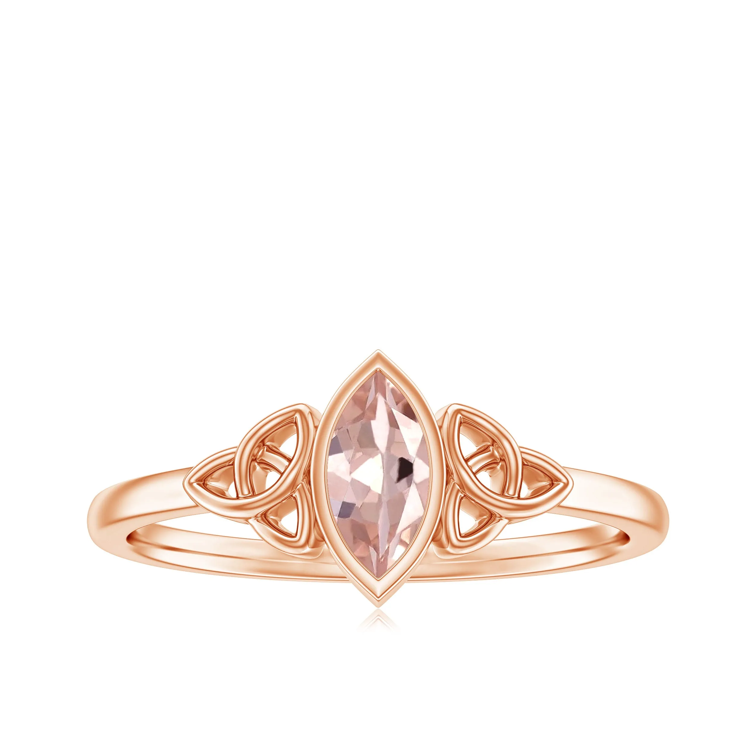 7X3.5 MM Marquise Cut Morganite Solitaire Celtic Ring in Bezel Setting