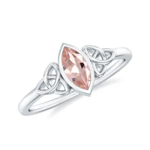 7X3.5 MM Marquise Cut Morganite Solitaire Celtic Ring in Bezel Setting