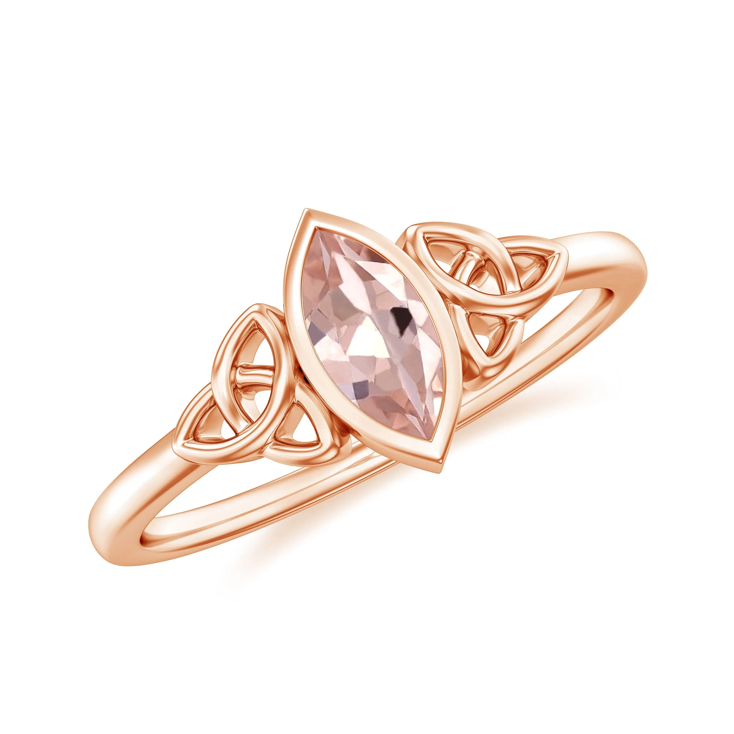 7X3.5 MM Marquise Cut Morganite Solitaire Celtic Ring in Bezel Setting