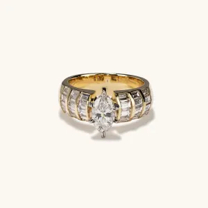 .98 Marquise Natural Diamond Engagement Ring with Diamond Band