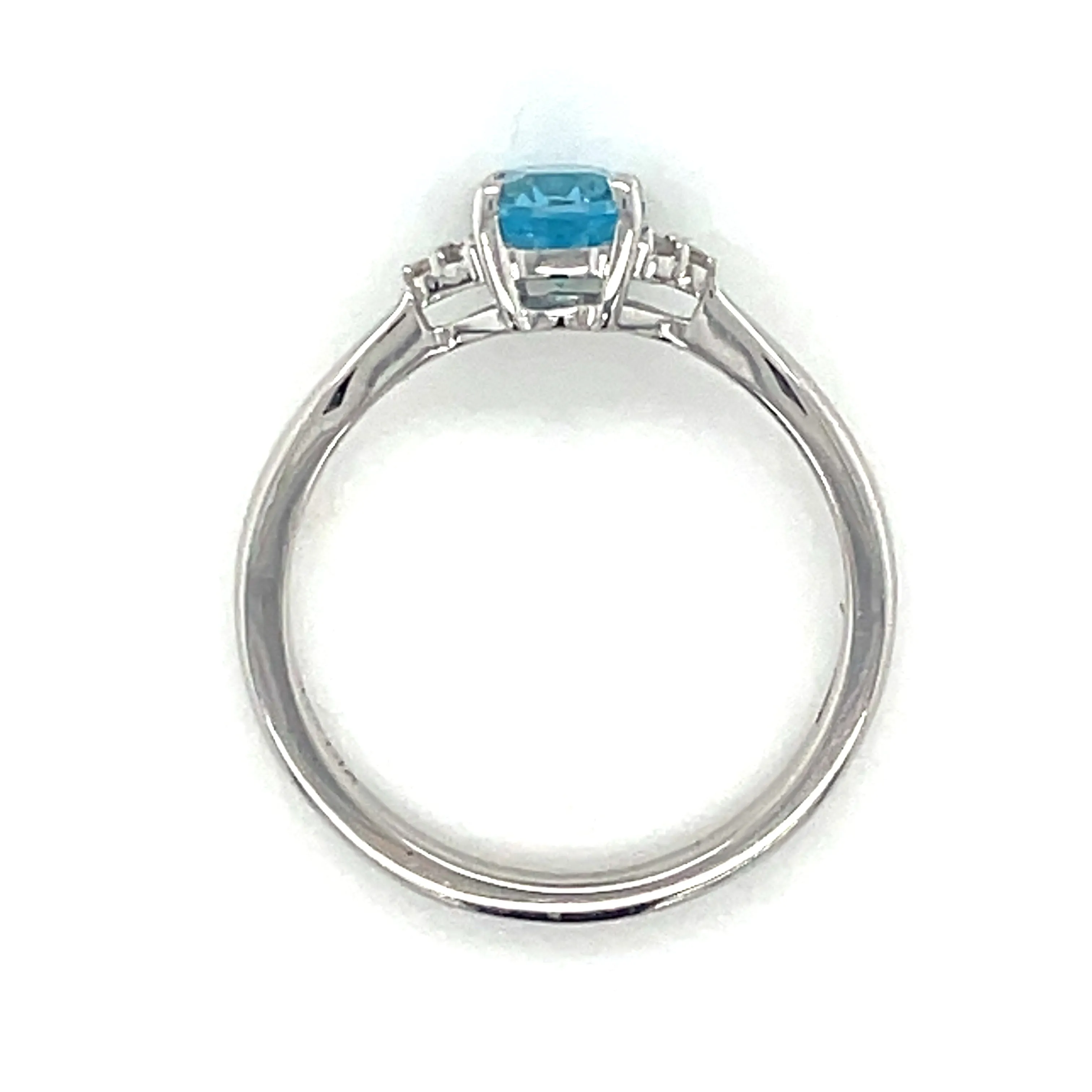 9ct White Gold Earth Grown Oval Blue Topaz and Diamond Ring