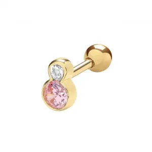 9ct Yellow Gold Pink And White Zirconia Cartilage Stud ES1999