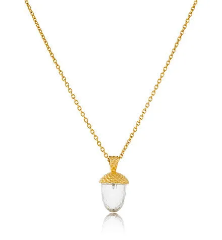 Acorn Pendant Necklace, Crystal Quartz, Gold