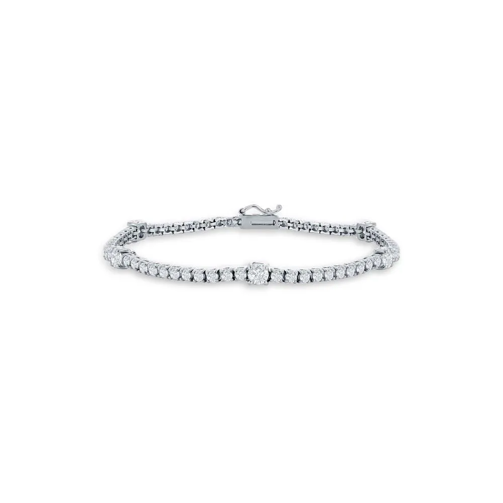 Alternate Round Diamond Tennis Bracelet (3.75 ct.) 4-Prongs Setting in 18K Gold