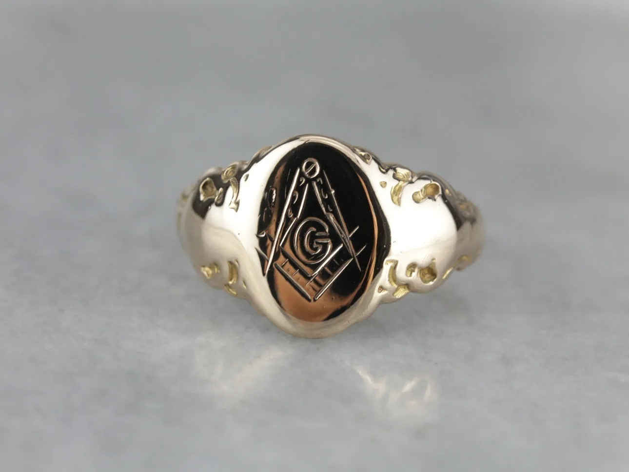 Antique Masonic Rose Gold Signet Ring