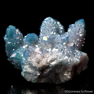 Aqua Aura Spirit Fairy Quartz Master Record Keeper Twin Crystal Cluster