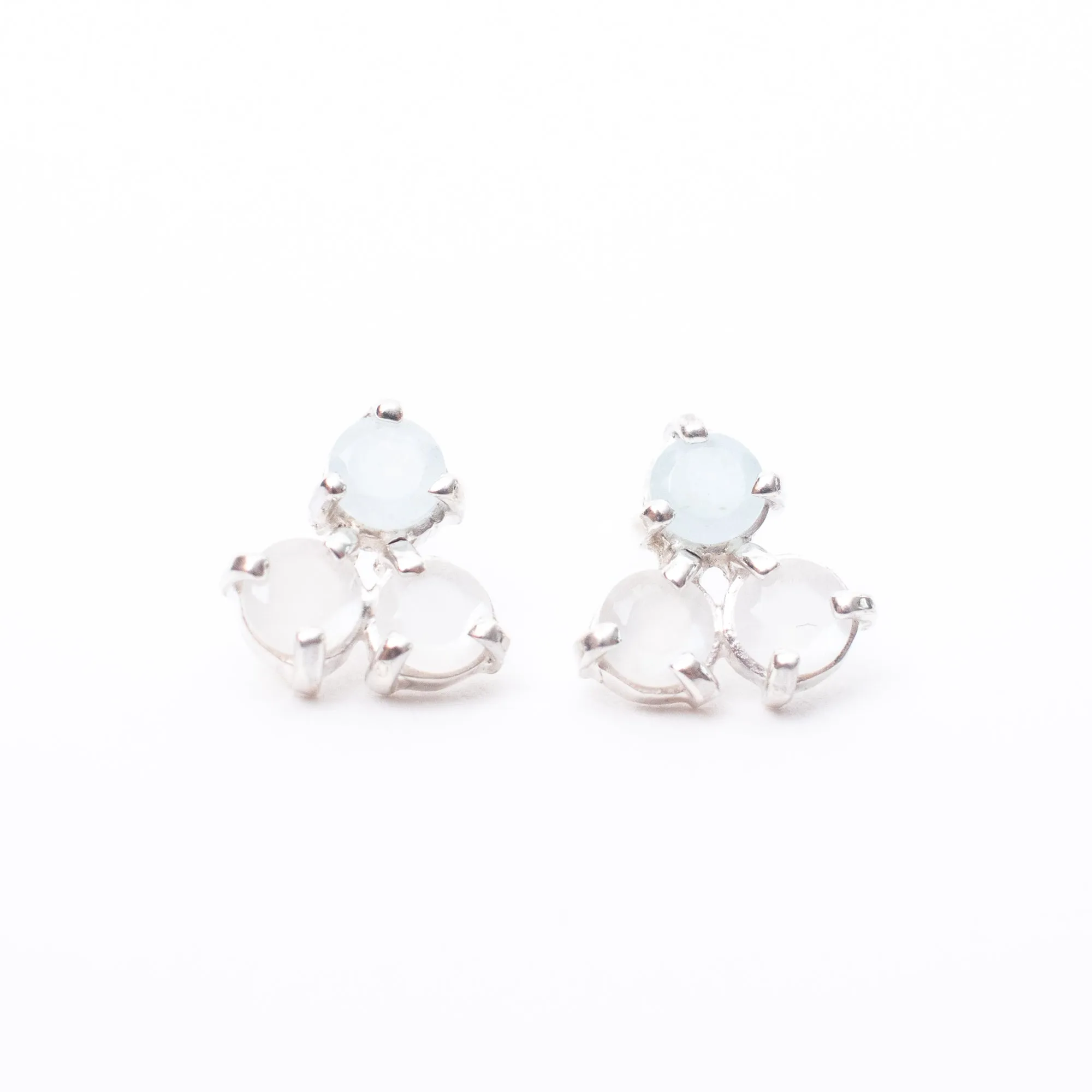 Aquamarine & Moonstone Silver Portofino Studs