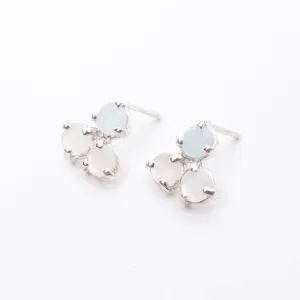 Aquamarine & Moonstone Silver Portofino Studs