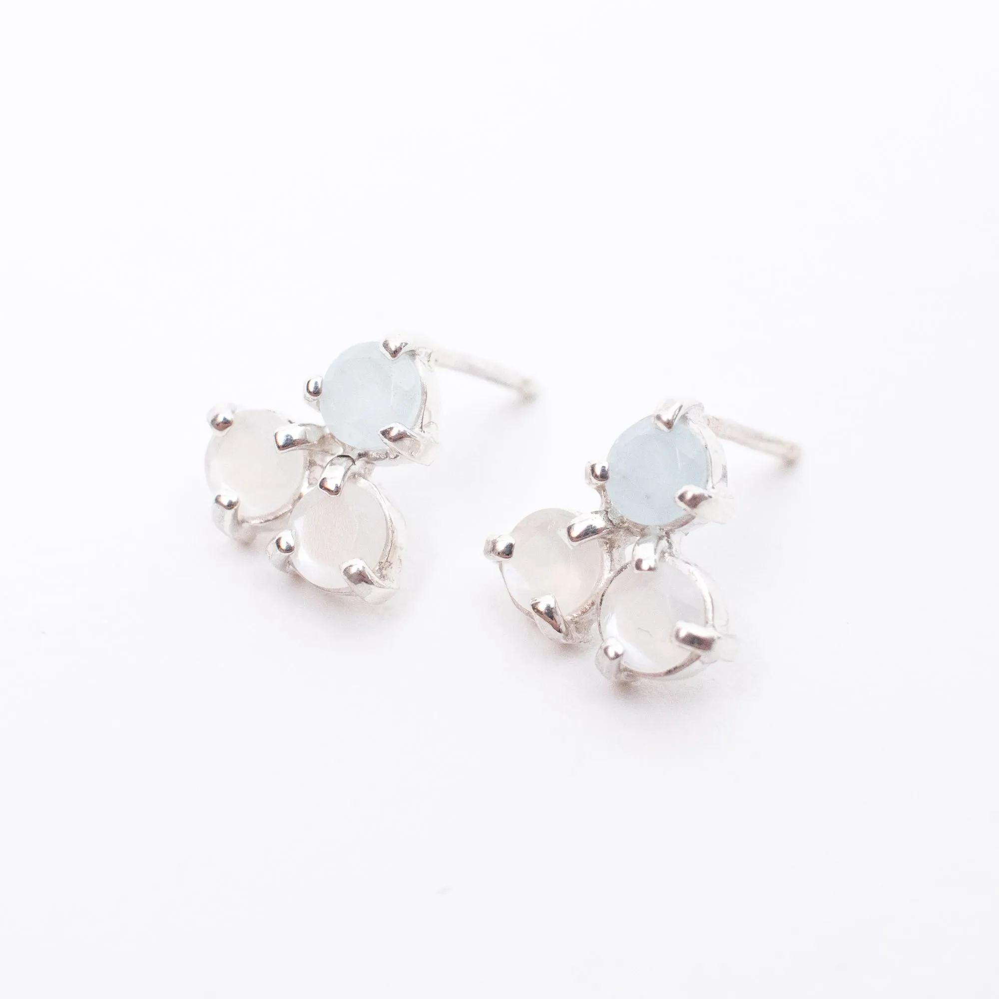 Aquamarine & Moonstone Silver Portofino Studs