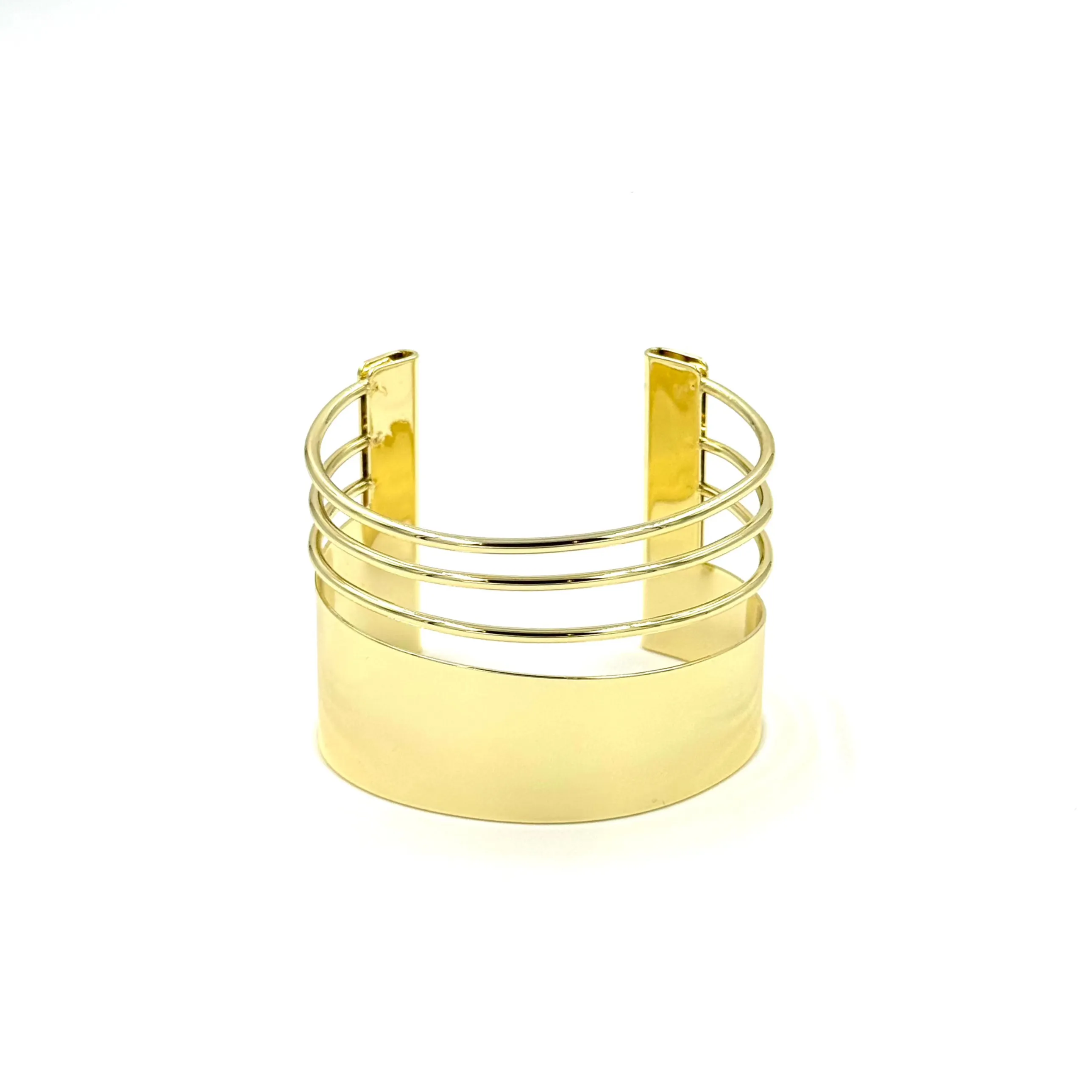 Ashley Gold Stainless Steel Triple Bar Cuff Bracelet