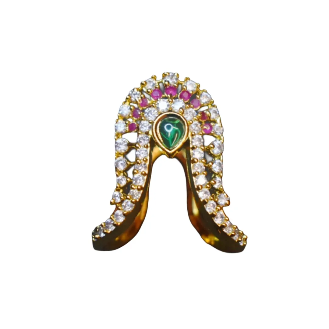 Asp Multi-Colored CZ Gold-Plated Vanki Finger Ring