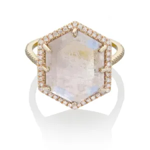 BELOVED DIAMOND RING, MOONSTONE, GOLD