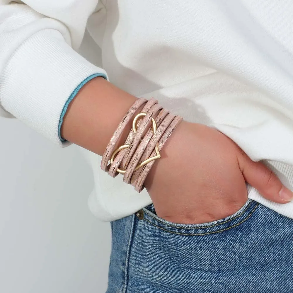 'Big Heart' Charm Cuff Bracelet - grey