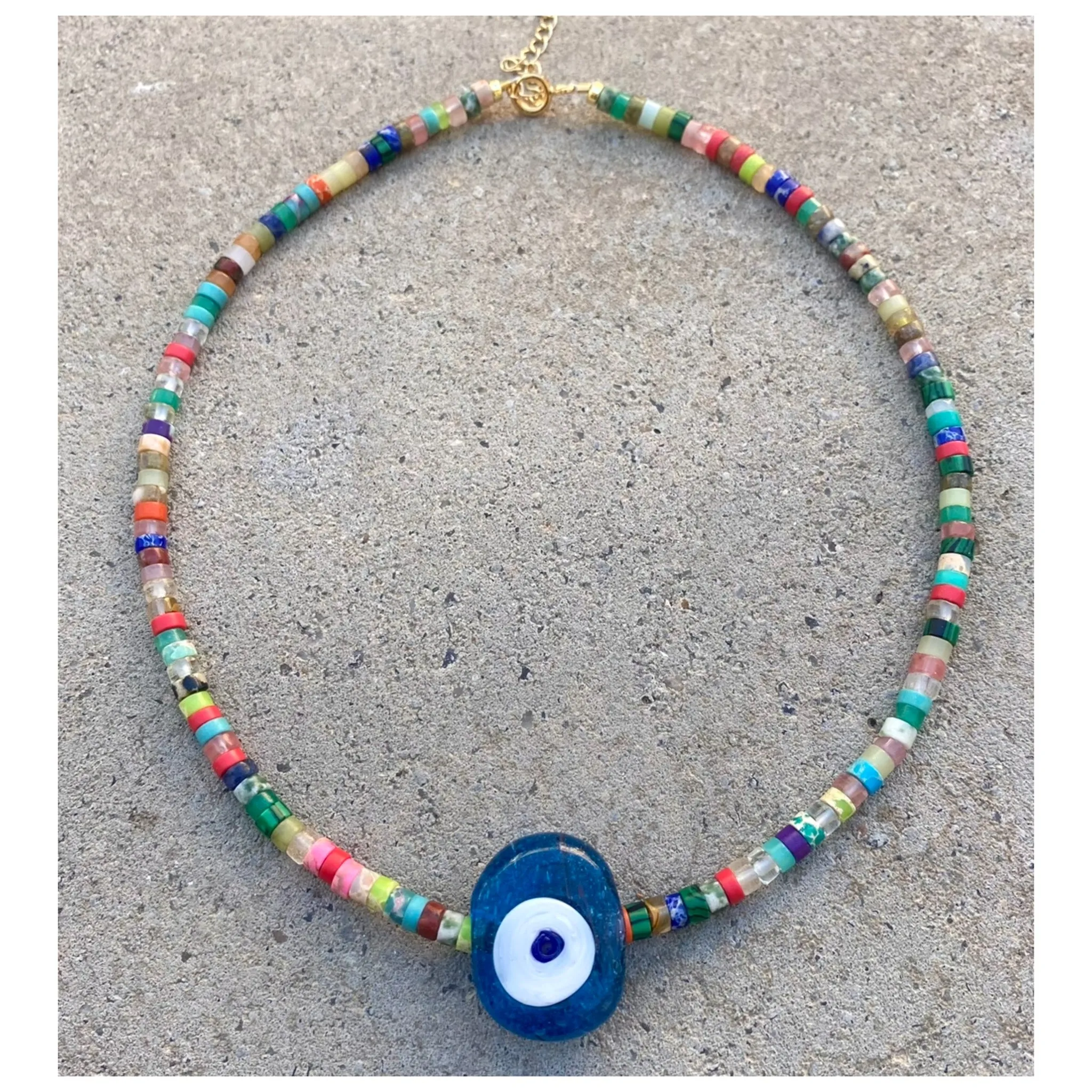 Biggie Blue Nazar Multi Heishi Necklace