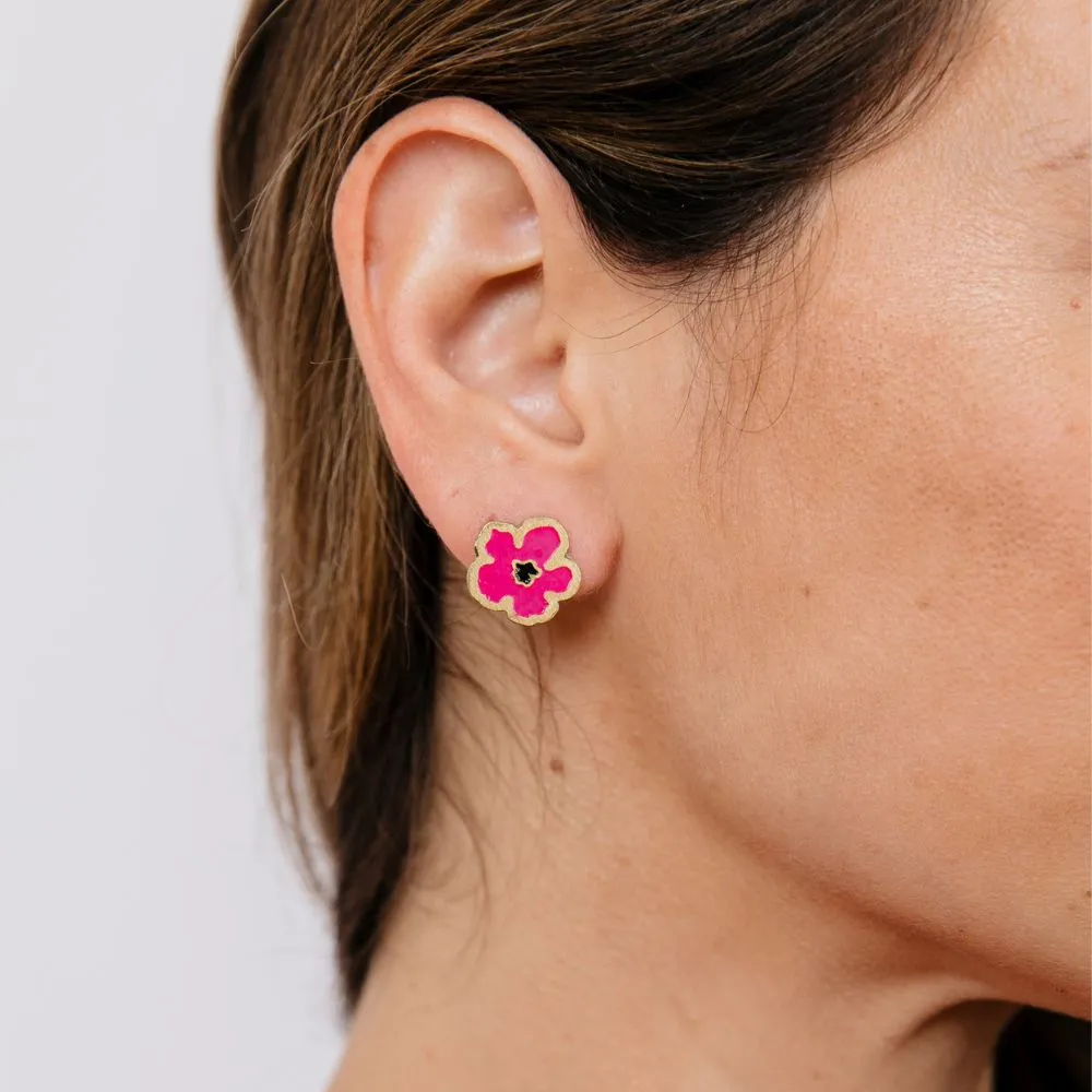 Blossom Stud Earrings Magenta