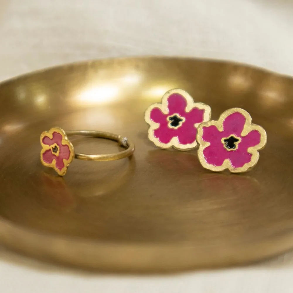 Blossom Stud Earrings Magenta