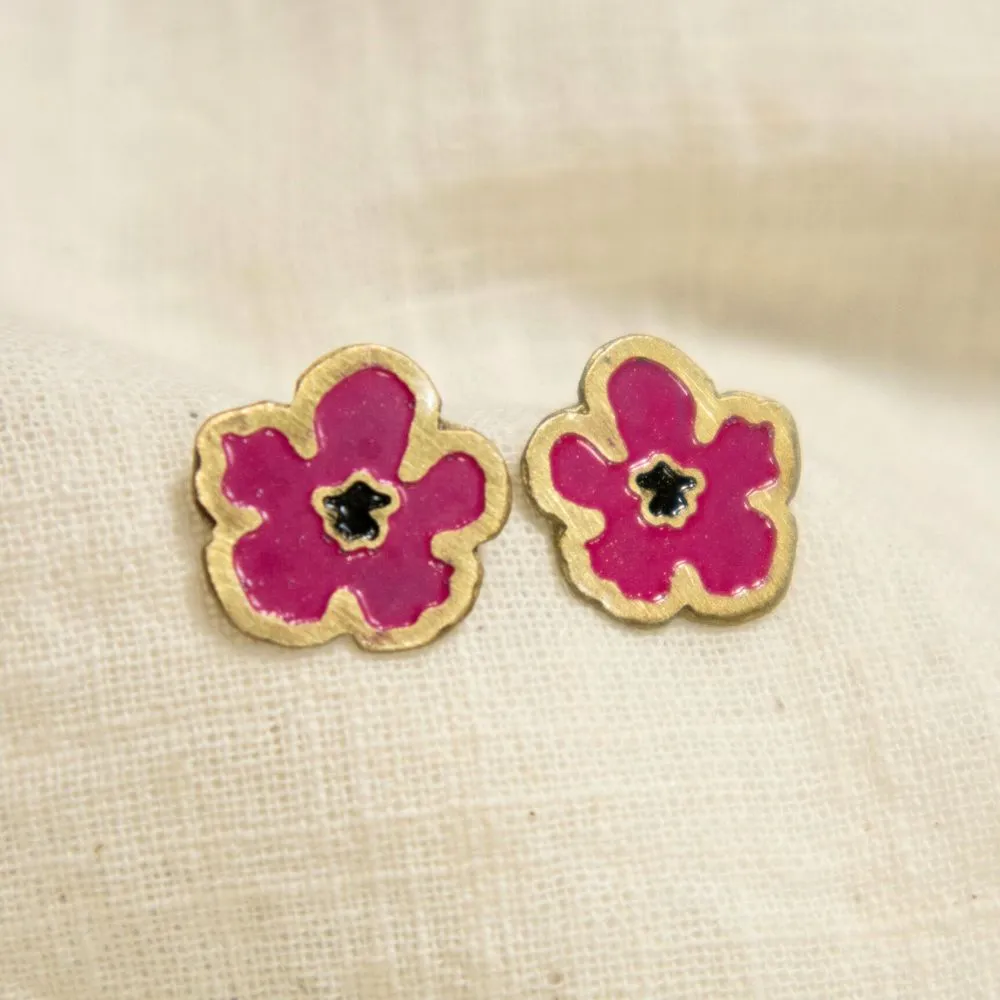 Blossom Stud Earrings Magenta