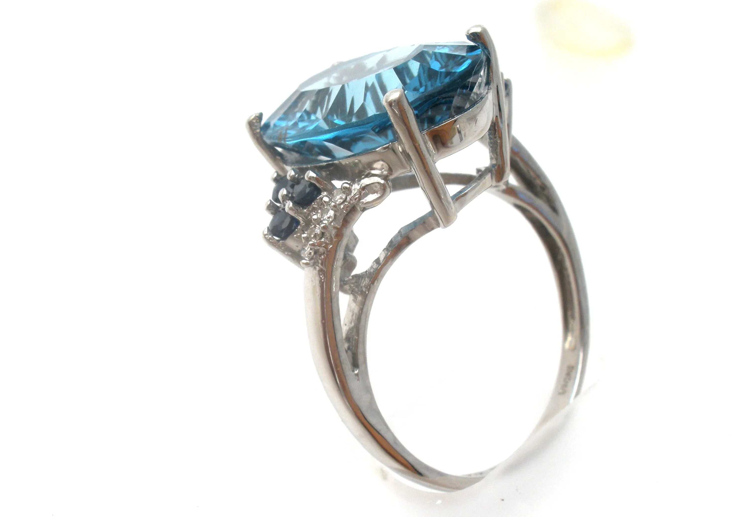 Blue Topaz & Sapphire 10K Gold Ring Size 9