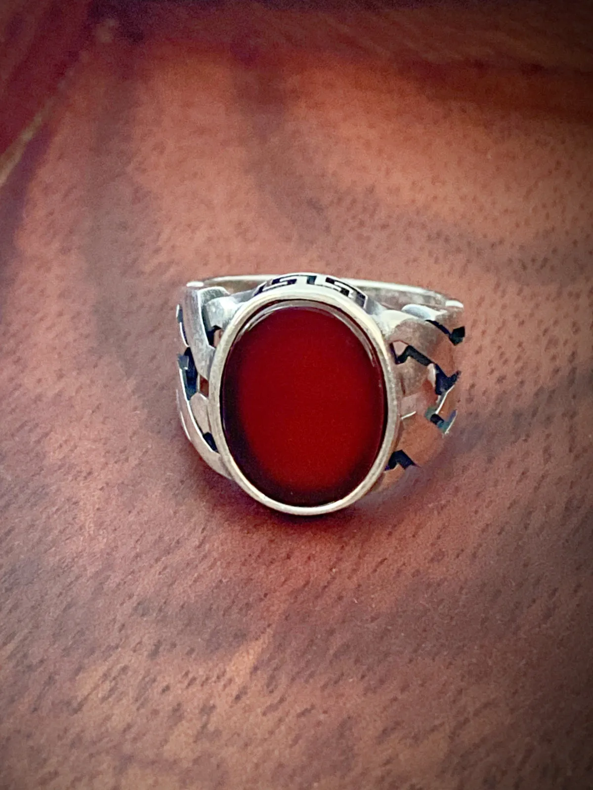 Braided Carnelian Signet Ring