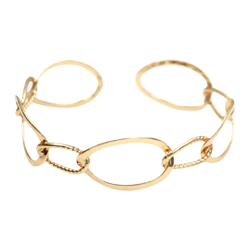 Brass Open Metal Link Cuff Bracelet