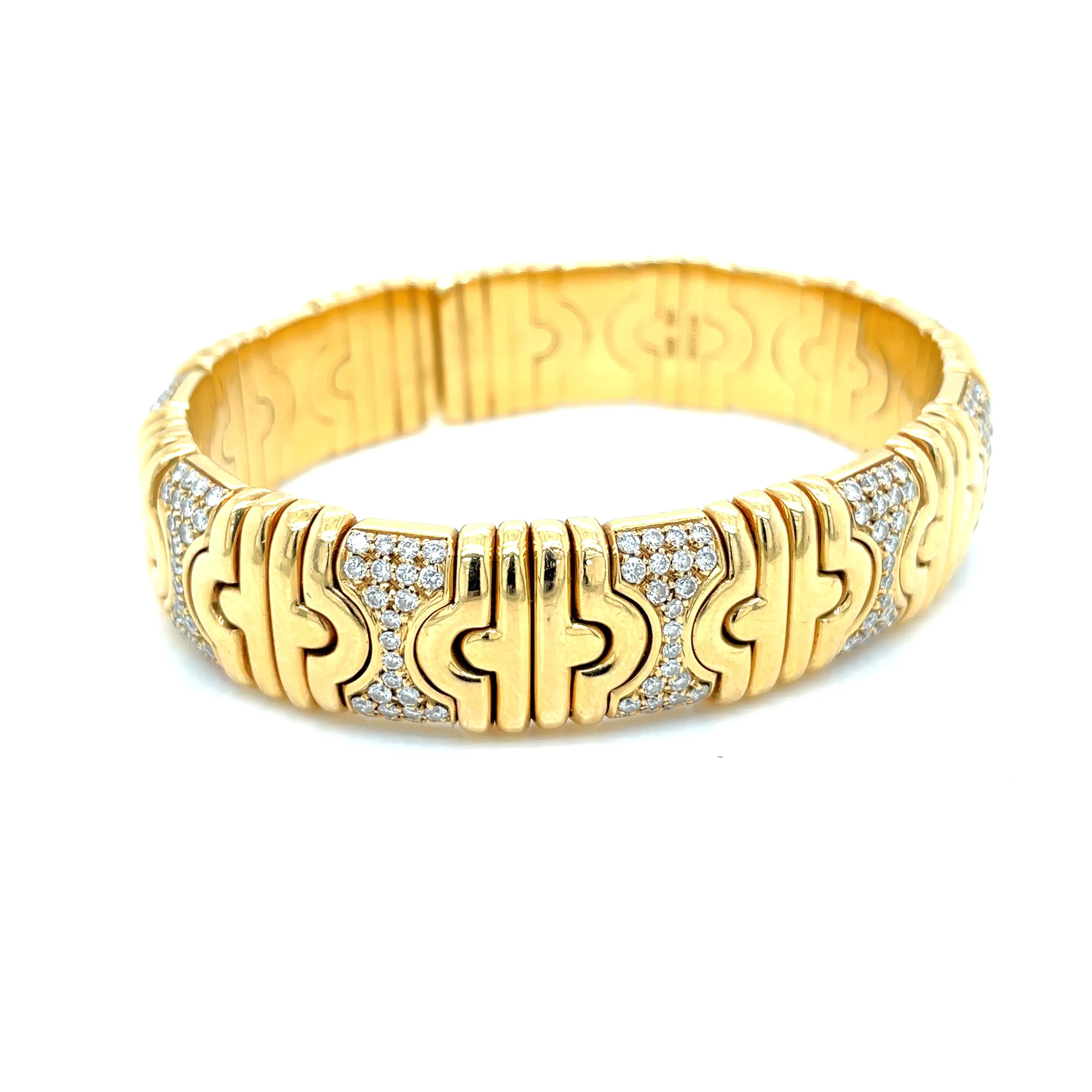 Bulgari Parentesi Diamond Gold Cuff Bangle