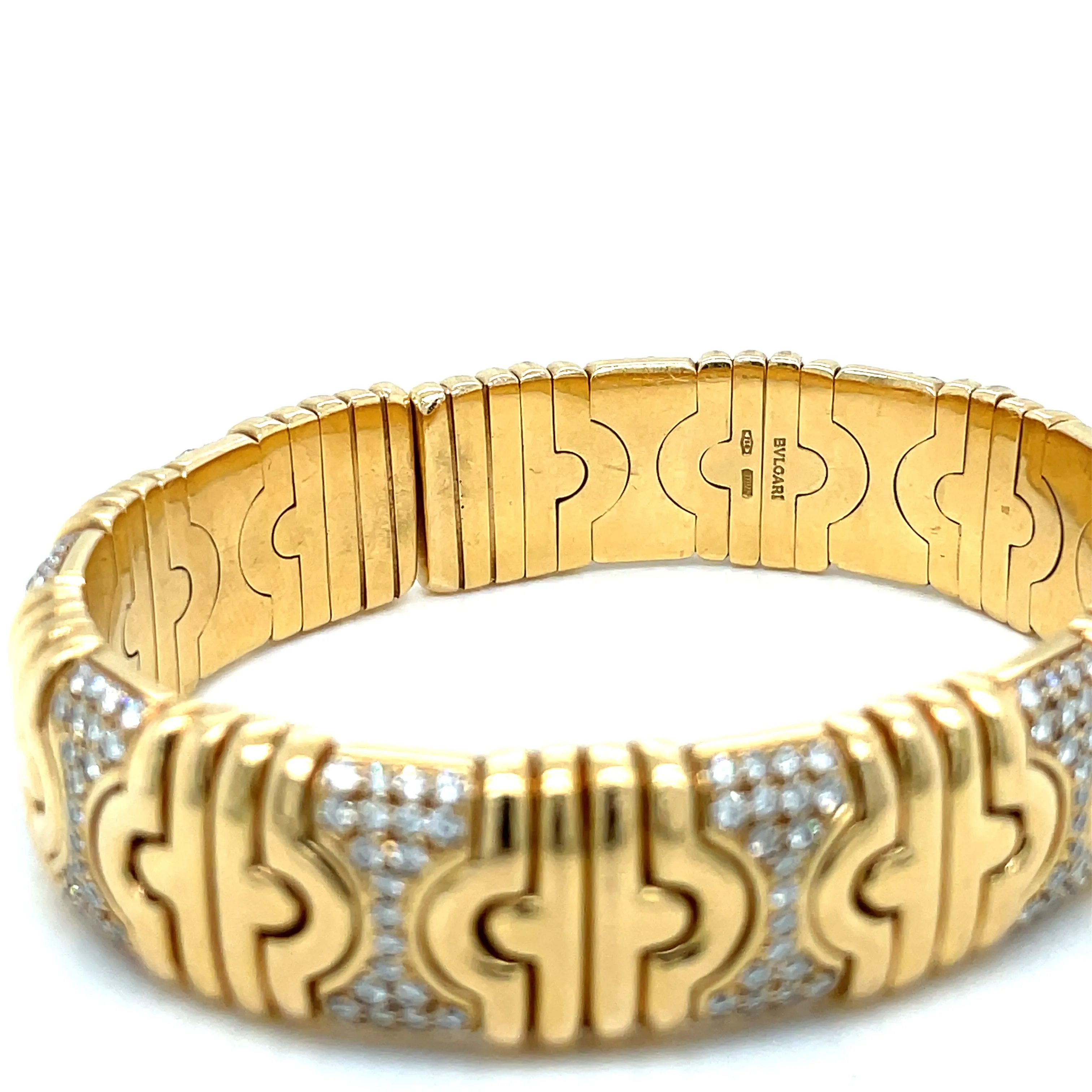 Bulgari Parentesi Diamond Gold Cuff Bangle