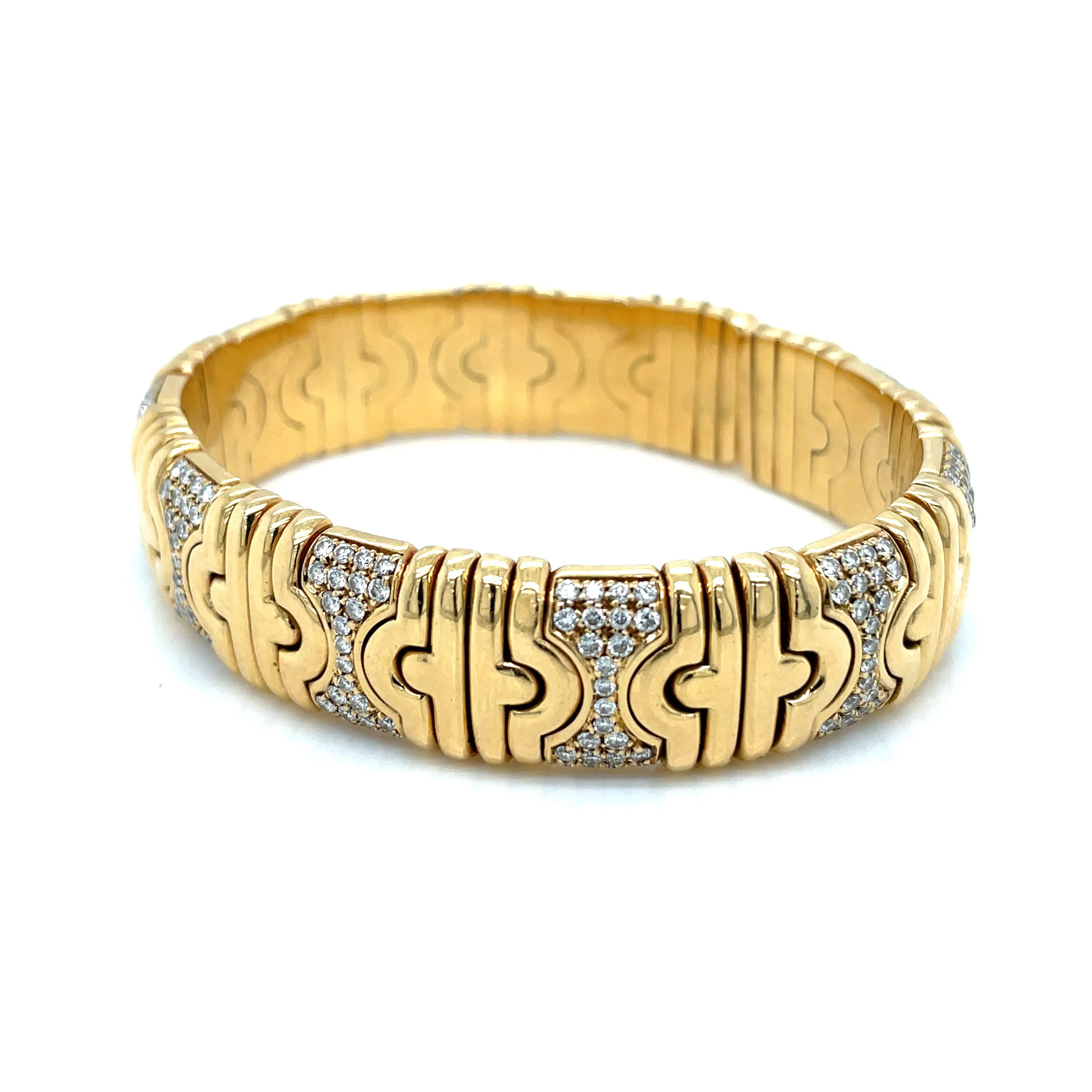 Bulgari Parentesi Diamond Gold Cuff Bangle