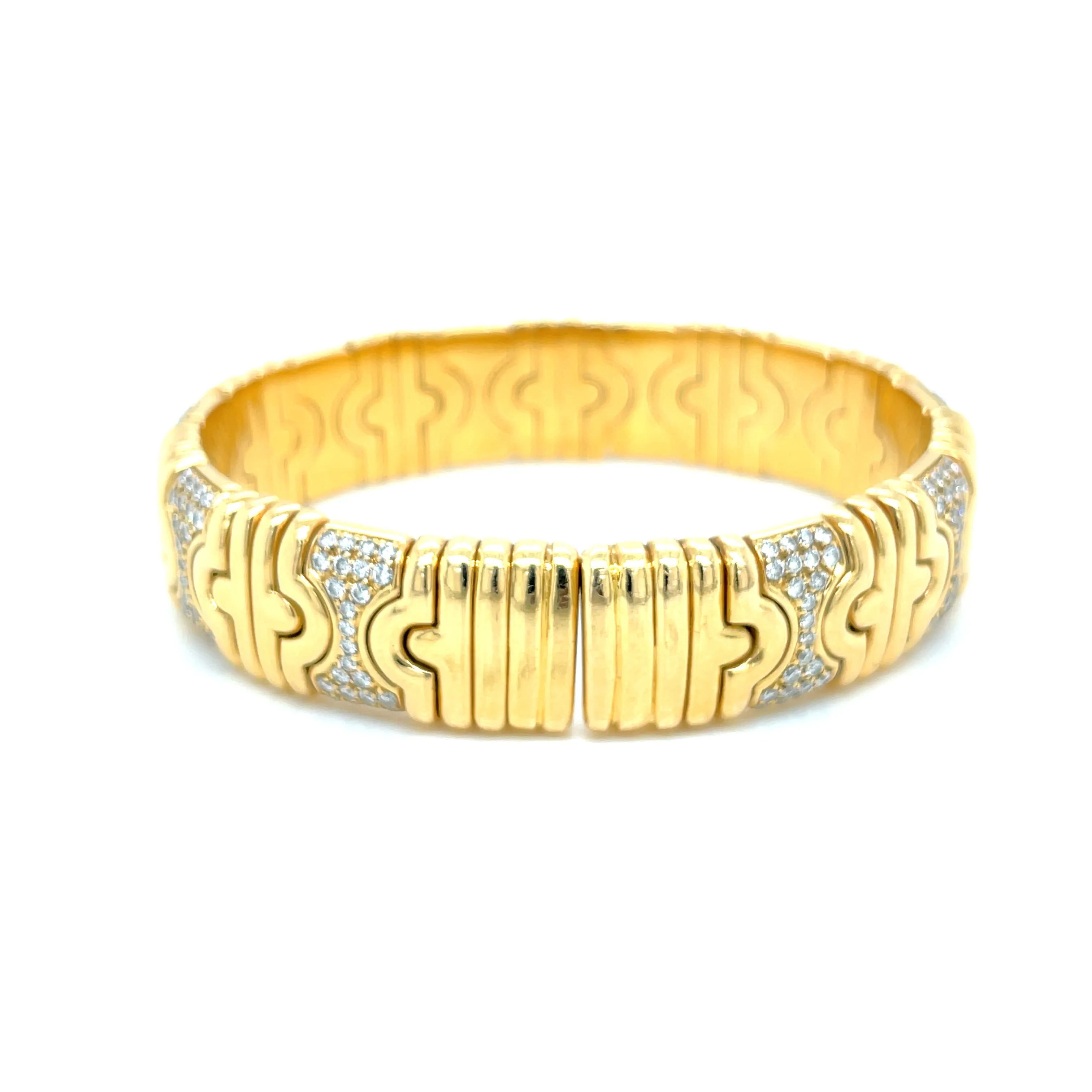 Bulgari Parentesi Diamond Gold Cuff Bangle