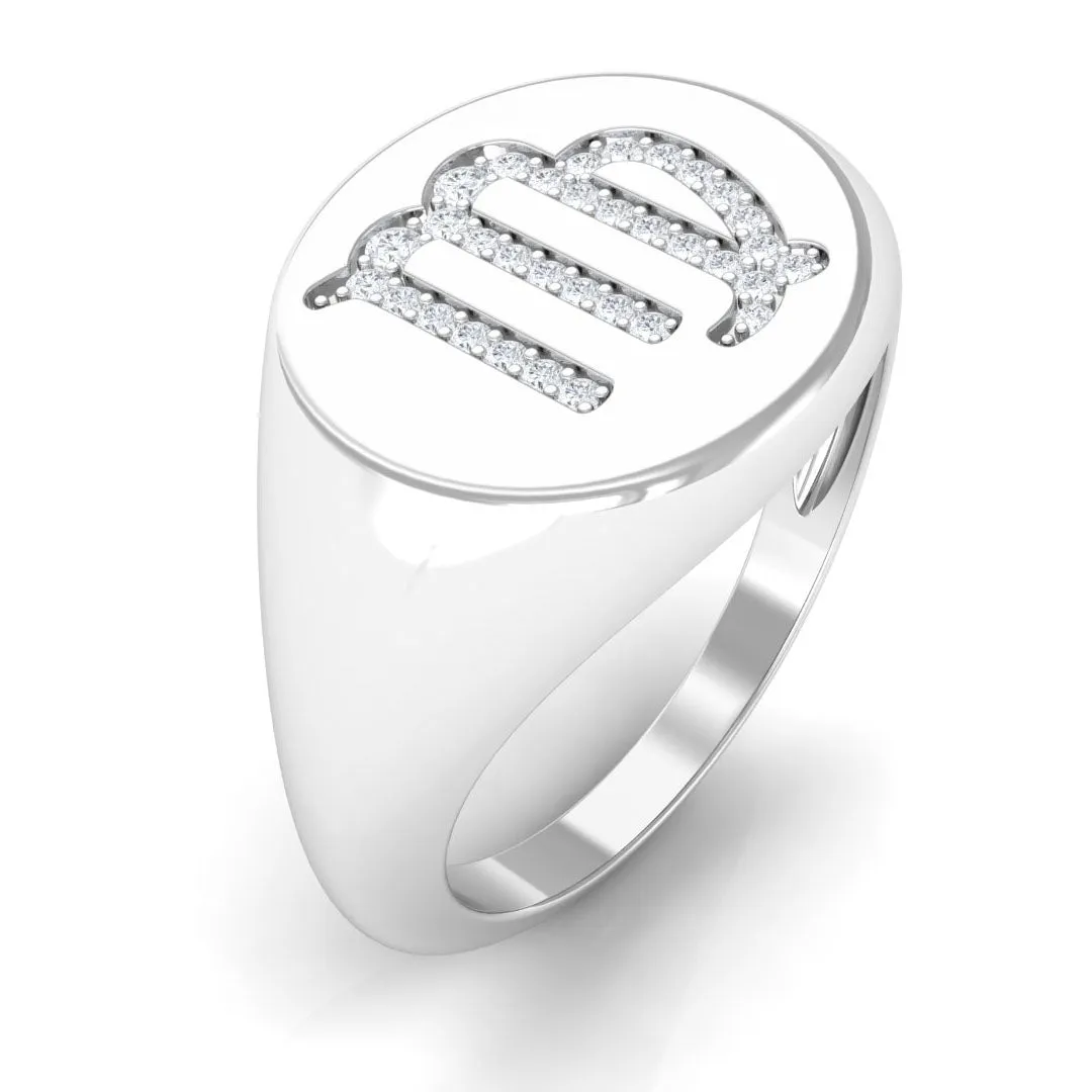 Certified Cubic Zirconia Virgo Zodiac Signet Ring