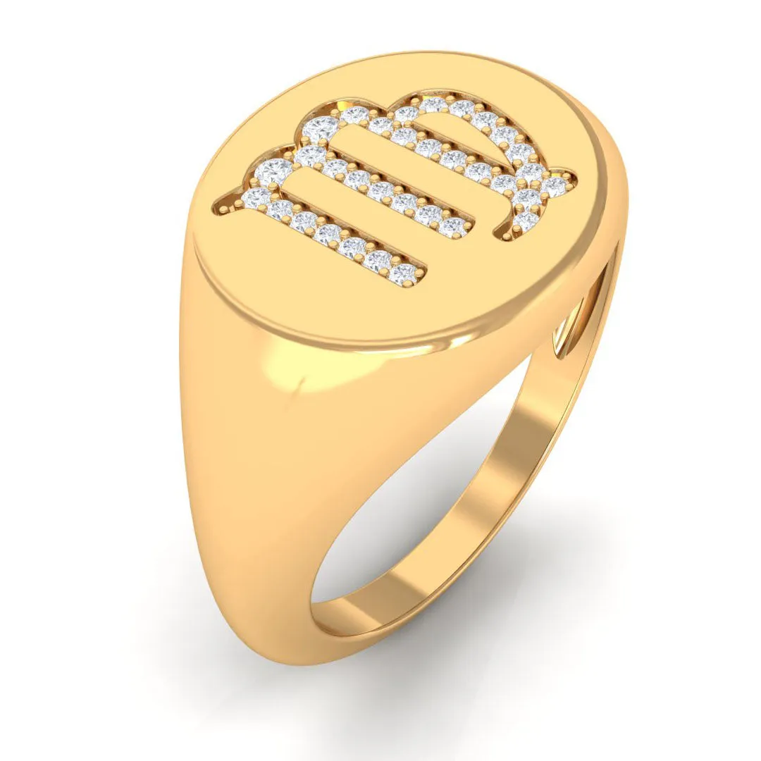 Certified Cubic Zirconia Virgo Zodiac Signet Ring