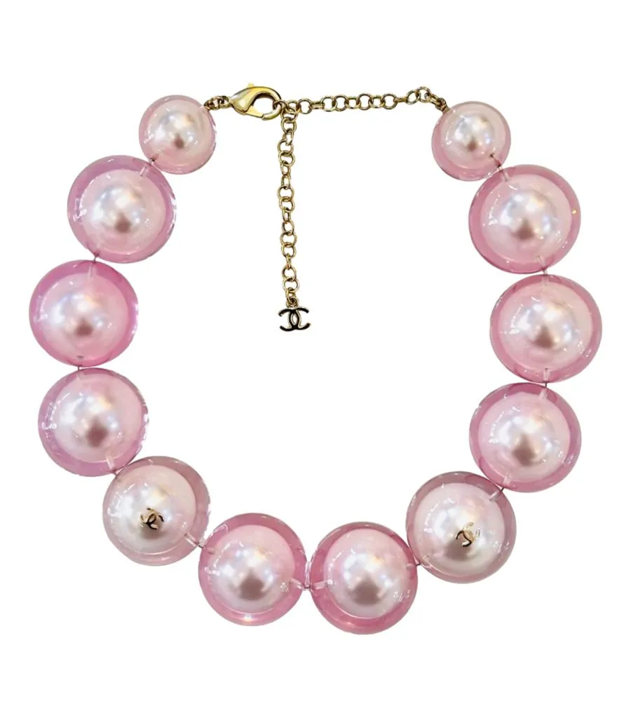 Chanel Ltd Edition Oversized 'CC' Logo Pearl Choker Necklace