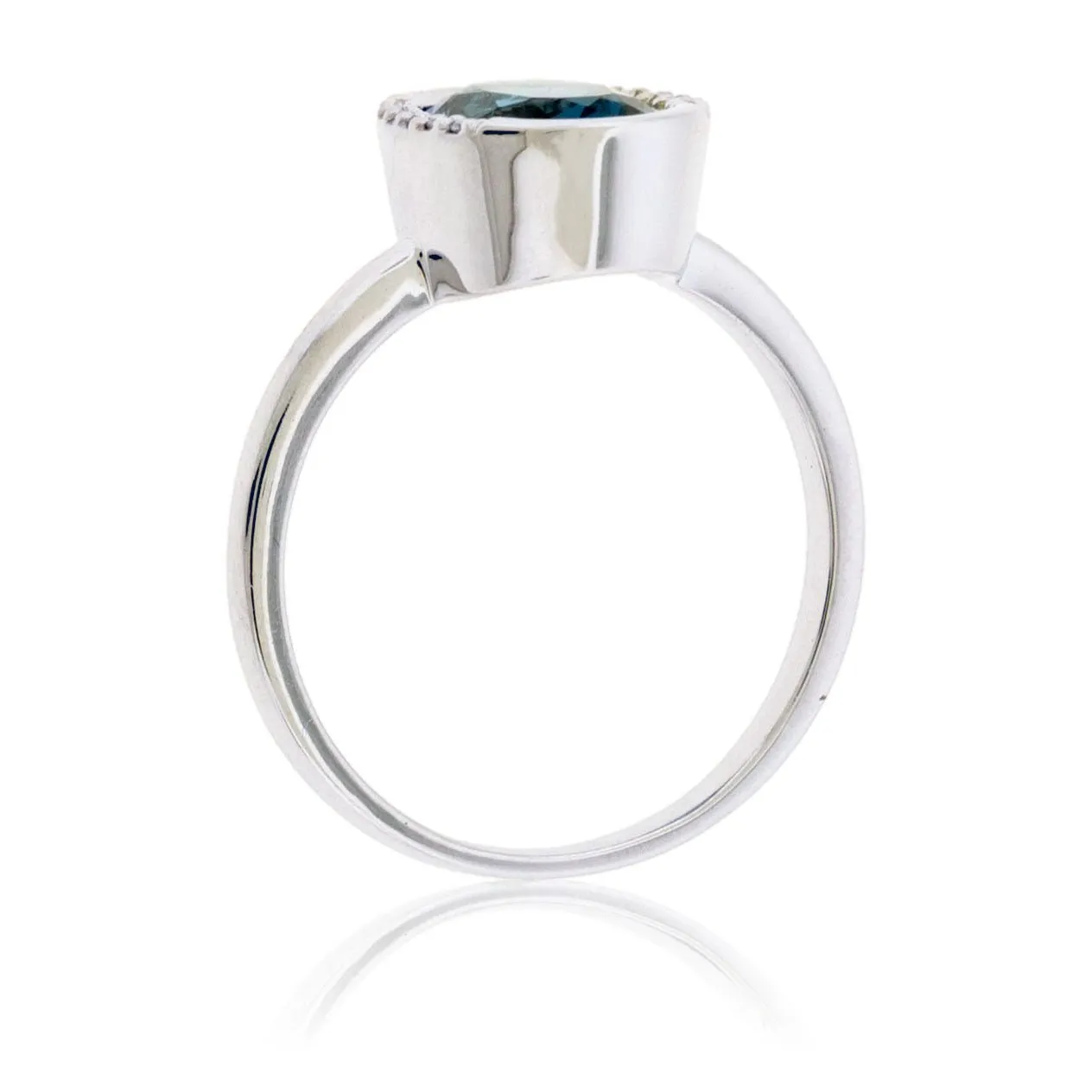 Checkerboard Cut London Blue Topaz Half Halo Style Ring