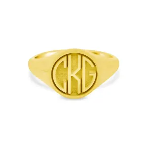 Circle Round Monogram Signet Ring for Women