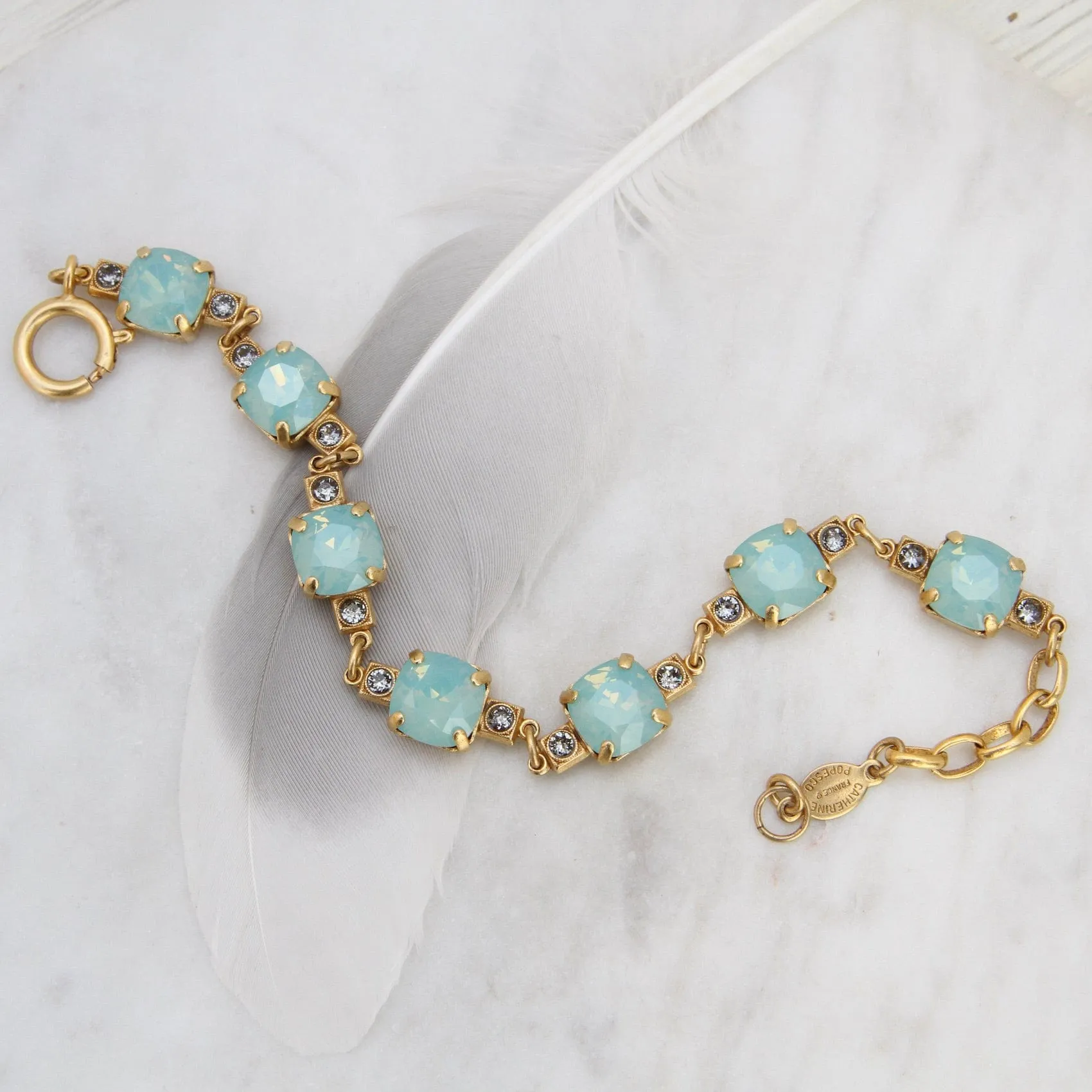 Crystal Link Chain Bracelet - Pacific Opal - Gold